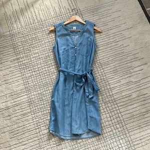 Gap Tie Waist Chambray Shirt Dress